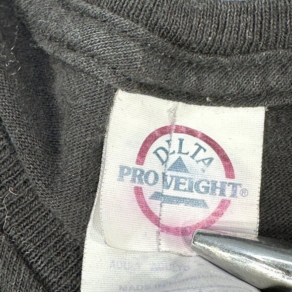 Vintage Delta Pro Weight Mens Size Large Tee Shirt Skeleton Surfer Graphic Black - Picture 5 of 13